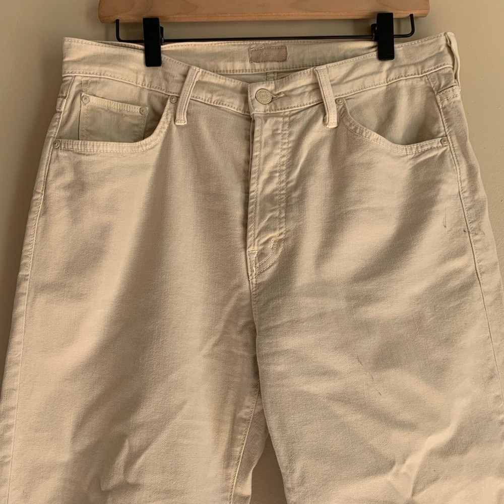 Mother The Ditcher Crop Cream Pants Denim Bottoms Women Size 29 Wide Leg - Picture 6 of 7